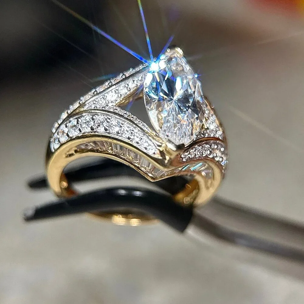 Dazzling 925 Gold Vermeil Cz Ring‎